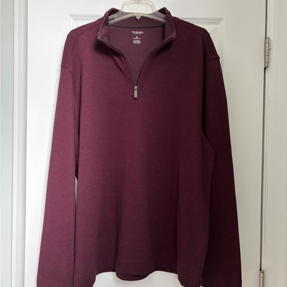Van Heusen Men's Zip-Up Sweater in Burgundy
